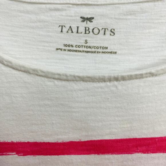 Talbots Sleeveless Top Women's Small White Striped Round Neck Shirt 100% Cotton - Picture 6 of 10